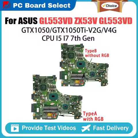 For ASUS GL553VE GL553V FX53V ZX53V Motherboard GL553VD ROG FX553V ZX553V G553V GL553VE GL553VF GL55