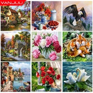 （Jinxiu cross-stitch） Landscape 5D DIY Diamond Painting Animal Floral Mosaic Diamond Embroidery Full Round Rhinestones Home Wall Art Decoration Gift