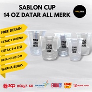 14 Oz Flat Plastic Cup Screen Printing All Brands / 14 Oz Flat Peacock Cup Screen Printing / Starind