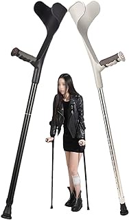 Lightweight Aluminum Alloy Forearm Crutches, Height-Adjustable Foldable Crutches, Crutches for Adults Soft-Touch Handle, Non-Slip, Mobility Aid for Elderly, Seniors &amp; Handicap (Black 1 pcs)