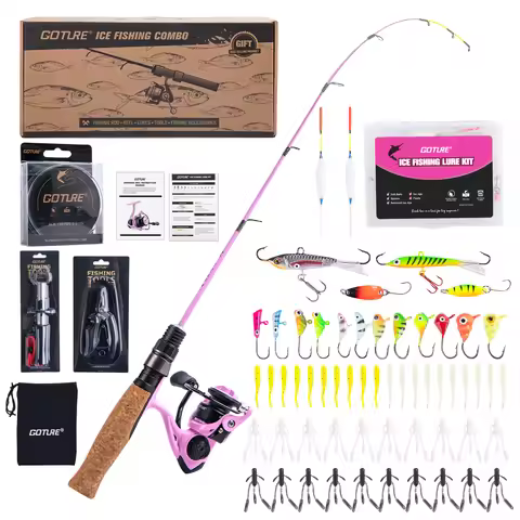 Goture VIGIL 24in FRP Ice Fishing Rod M Power Portable River Shrimp Carp Fishing Pole 2Sections Wint