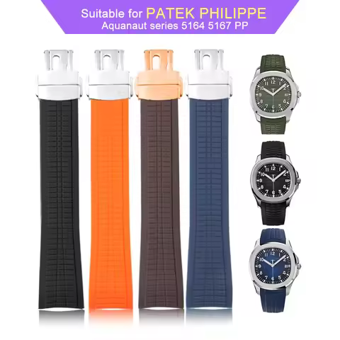 Compatible with Patek Philippe rubber strap for Aquanaut series 5164 5167 PP curved silicone strap f