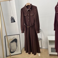 Fashionable Womens Long Dress Pure Color High Waist Simple Style Summer Casual Short Sleeve Dresses