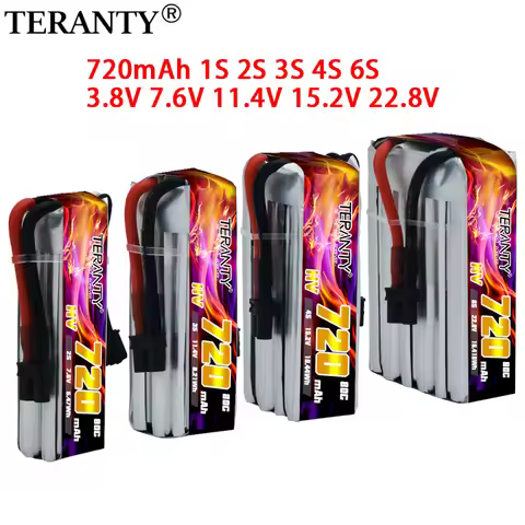 5Pcs/Set TERANTY 1S/2S/3S/4S/6S 720mAh Max 160C HV Lipo Battery for RC FPV Tinywhoop Frame Kit Tinyw