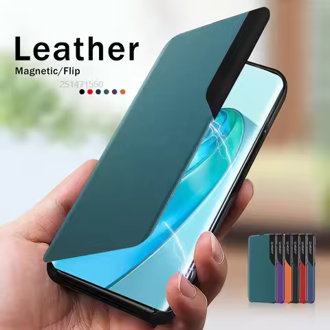 Smart Leather Magnetic View Window Stand Flip Cover For Samsung Galaxy S25 S24 S23 S22 S21 S20 Plus 