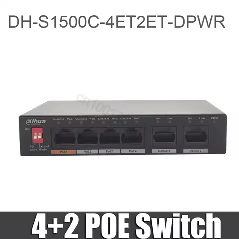 Dahua DH-S1500C-4ET2ET-DPWR 4CH Ethernet Switch with 250m Power Transit Distance Support PoE PoE+&Hi