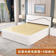 Queen Bed 1.8m1.3Wood5x1.8*1.5x1.9m×2.A meter-long bed frame0Simple Modern Wide Small Apartment
