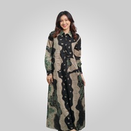 BATIK TRUSMI Gamis Batik Wanita Motif Rusa Hijau MOP