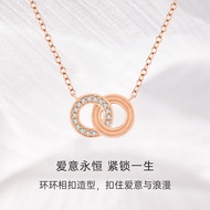 CRD CRD 18K Gold Diamond Necklace Double Interlocking Female Color Gold Pendant Rose Gold Necklace a