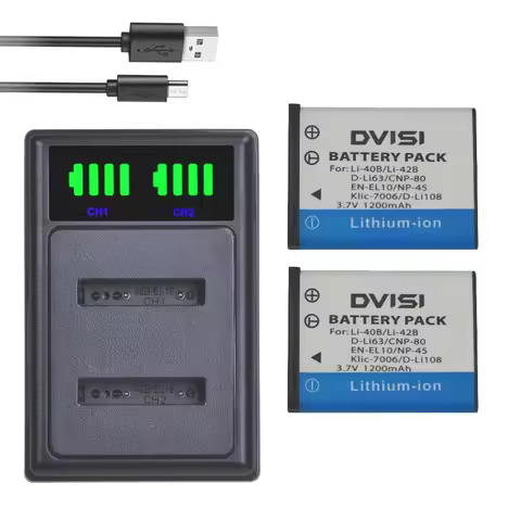 DVISI Li-40B Li 40B 42B Replacement Battery Dual USB LCD charger for Nikon EN-EL10 D-Li63 D-Li108 NP