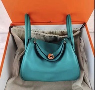 99新 Hermes Lindy 26 U4 絲絨綠swift銀扣 X刻