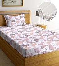 NHD HOME Premium Cotton Elastic Fitted Bedsheets with 1 Pillow Covers | Single Mattress Bed with All