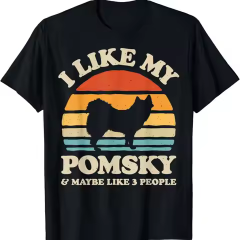 I Like My Pomsky And Maybe 3 People Dog Lover Retro Men T Shirt