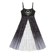 ชุดเดรสคอตตอนสีดำสไตล์โกธิกแบบเดี่ยว Original Bone Magic Jsk Dark Series Dress Gothic Style Top Stra
