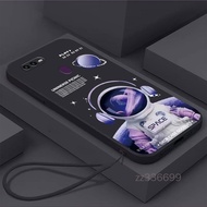 Casing OPPO A3S A5 A12E OPPO A5S A7 A12 oppo F9 F9 pro oppo F11 F11 Pro Space Astronaut New 2023 phone case straight edge liquid silicone protective cover give hanging rope
