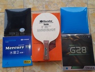 Bet Rakitan Kayu Kosaka Carbon Handle Gergely dan Karet Yinhe Mercury II Soft Tuttle TMAX G28 Bat Pi