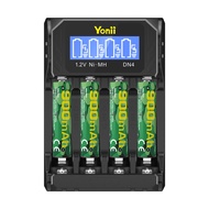 Yonii DN4  1.2V-1.5V ชาร์จถ่าน Ni-Mh/Ni-Cd AA2600/AAA900 พอร์ตชาร์จ Type-C พร้อมจอ LCD รีโมทเครื่องช