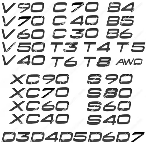 3D Glossy Black T3 T4 T5 T6 T8 B4 B5 B6 AWD D3 D4 D5 D6 D7 Emblem For XC40 XC60 XC70 XC90 V90 V60 V5