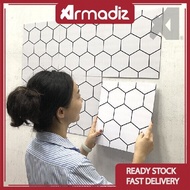 3D Effect Hexagon Pattern Self Adhesive Wallpaper Water Resistant Wall Sticker Kitchen Wall Tile Cafe/Kopitiam Wallpaper
