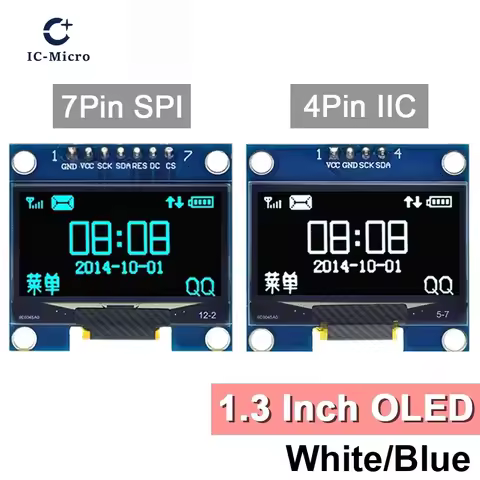 1.3 inch OLED module SPI/IIC I2C Communicate white/blue color 128X64 1.3 inch OLED LCD LED Display M