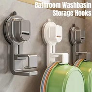 Adjustable Suction Cup Washbasin Hooks Wall Mounted PVC Strong Load-bearing Bathroom Storage Hooks H