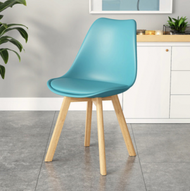 文記 - 簡約靠背實木腿塑料椅子(藍色鬱金香椅)(尺寸:43*43*81CM)#M209012510