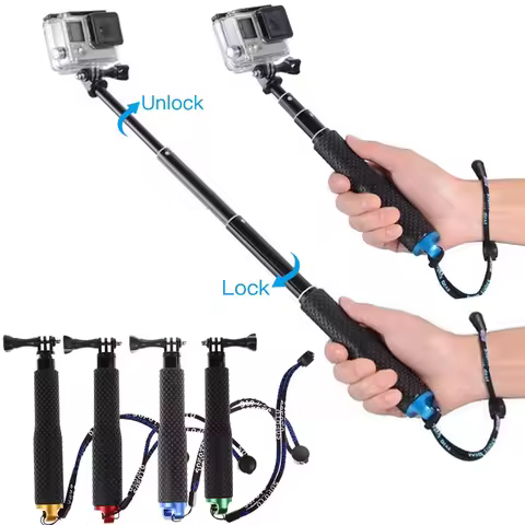 Handheld Extendable Gopro Selfie Stick Aluminum Monopod Go Pro Stick for GoPro Hero 9 8 7 6 5 4 SJCA