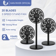 HAN RIVER Kipas Berdiri Electric Stand Fan 20 Blade Adjustable Fan Table Fan Air Circulation Fan