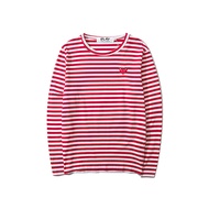 เสื้อแขนยาวเล่น CDG Comme Des Garcons เสื้อลายทางเสื้อยืดผู้หญิง