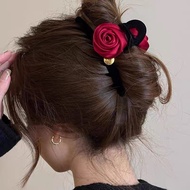 Smooth Velvet Hairpin with Roses, Solid Elegant and Luxurious Korean Style LASSY Clip (Code R601)[T1