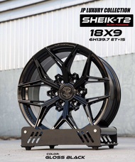 ล้อแม็ก ขอบ18 JP RACING SHEIK-T2 18X9.0 6H139.7 ET+15 CB106 สีดำเงา🎏ราคา1วง(ขายยกชุด ไม่แบ่ง)แถมจุ๊บ