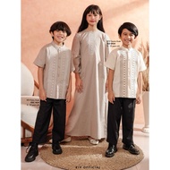 KATUN KIV Girls' Plain Cotton Dress with Milo Cream Embroidery Combination DO 215 GO 0924