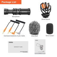Mini Shotgun ไมค์ติดกล้อง COMICA VM10 ไมโครโฟนคอนเดนเซอร์ Cardioid พร้อม Shock Mount และ Deadcat 3.5