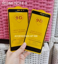 Tempered Glass Xiaomi Redmi Note 3 Full Cover Warna Hitam 9D 21D TG Black Kaca Full Layar Redminote3