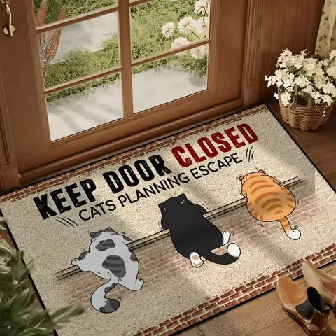 VIKAMA Cartoon Cute Carpet Cat Floor Mat Door Mat Welcome Carpet Outdoor Carpet Rug For Bedroom Livi