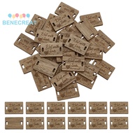 BENECREAT 1set 30pcs Wood Knitting Crochet Sewing Tags Rectangle Tan 2x3x0.3cm Hole: 5.5x2.5mm