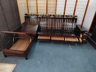 【新莊區】二手家具 木製寬260公分收納L型木椅組