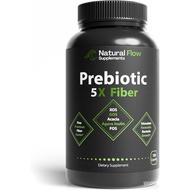 Prebiotic Fiber Supplement 5-in-1 Capsules - Natural Flow 5X Fiber XOS, GOS, FOS, Acacia and Agave I