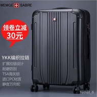 DD🍓Swiss Army Knife Aluminum Frame Luggage Men's Trolley Case Universal Wheel Suitcase Women's Zipper Password Suitcase