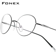 FONEX Gọng Kính Hợp Kim Titan Kính Mắt Nam Hình Bầu Dục Cổ Điển Retro Mới 2022 Gọng Kính Siêu Nhẹ Ch