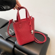 ZYHA Crossbody Phone Bag Korean Portable Shoulder Bag PU Leather Woven Bag Square Bag Small Bag 149 