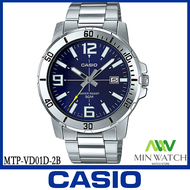 นาฬิกาผู้ชาย Casio รุ่น MTP-VD01D สายแสตนเลส สีเงิน MTP-VD01D-2B (น้ำเงินเลข) ของใหม่ของแท้100% ประก