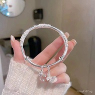Women's Soccer Silver Blossoms Like Brocade999.9Pure Silver Bracelet for Girlfriend Solid Mother But