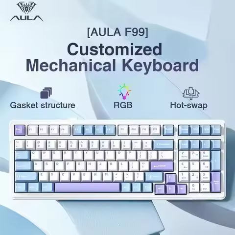 Aula F99 Gaming Mechanical Keyboard Three Mode 2.4g Wireless Bluetooth Wired Hot Swap PBT Gasket RGB