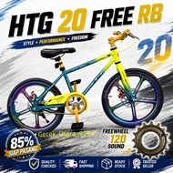 HTG 20 Inch Basikal Budak BMX Kids Bicycle Rainbow Sport Rim Disc Brake 250 Sound Freewheel