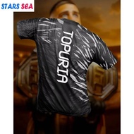Boxing UFC Bullfighter Ilia Topuria Match Men's Loose Quick Drying Printed Shirt Running Fitness Tra