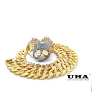 N457-L24K07 COMBO 1 Bracelet, 1 Men's Ring with UHA CZ stone