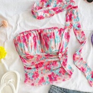 WYWH เสื้อกล้ามสายเดี่ยวคอลูกไม้ดอกไม้โรแมนติกแต่งระบายผ้าตาข่ายสำหรับทริปพักผ่อน