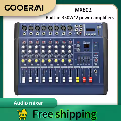 GOOERMI MX802 8 Channel Digital Mixer USB Interface Controller Effect Sound Mixer DJ Console Audio M