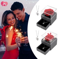 Preserved Real Rose with Necklace Enchanted Rose Flower Gifts Romantic Gift for Her Women Girlfriend